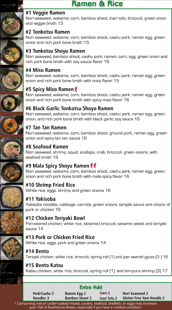 Ramen Noodle House Menu - Page 1