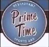 A blue and white logo for prime time restaurant.